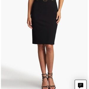 NWT. Tadashi Collection black mid length skirt side zip. Elastic waist S…